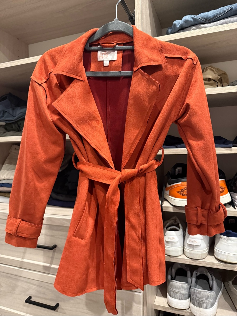 GB girls faux suede burnt Orange Belted Trench Coat